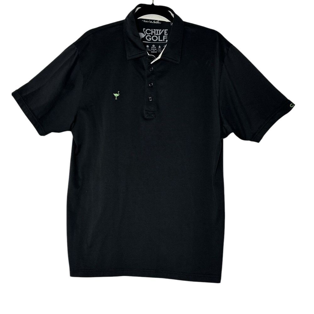 Travis Mathew Shirt Mens Large Black The Chive Golf Polo T-Shirt Short Sleeve